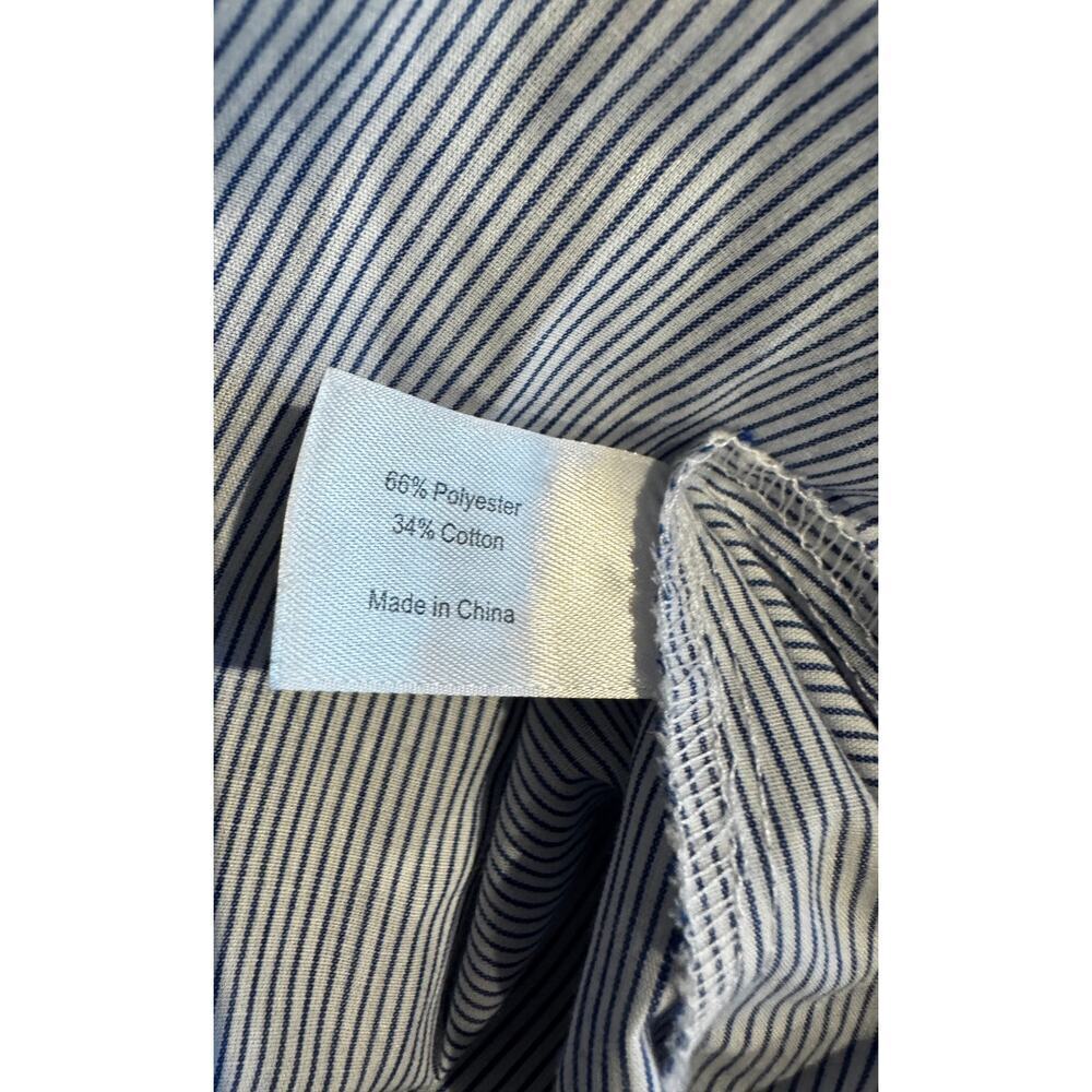 Lane Bryant Plus Size 18 Blue & White Striped Floral Embroidered Blouse - Picture 5 of 5